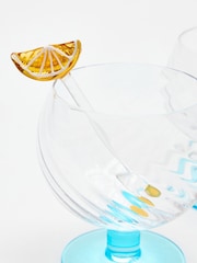 Oliver Bonas Set of 2 Blue Spritz Glasses & Stirrer - Image 4 of 6