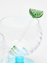 Oliver Bonas Set of 2 Blue Spritz Glasses & Stirrer - Image 5 of 6