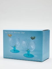 Oliver Bonas Set of 2 Blue Spritz Glasses & Stirrer - Image 6 of 6