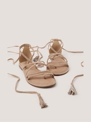 Monsoon Natural Gia Tassel Strap Suede Sandals - Image 3 of 3