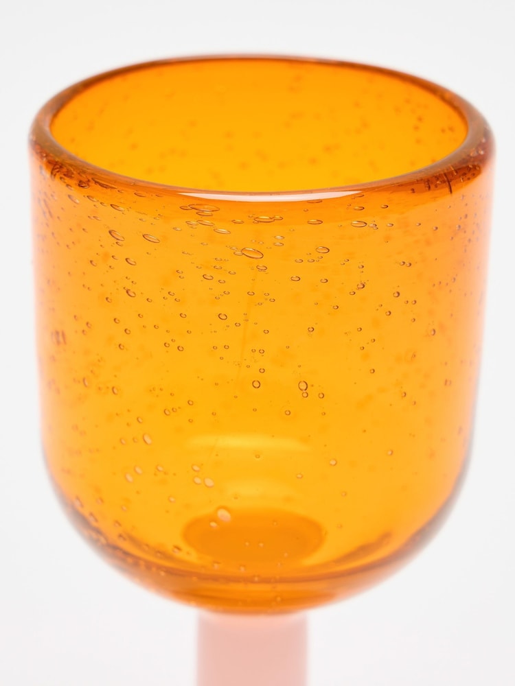 Oliver Bonas Set of 2 Orange Pink Sabina Glass Wine Goblets - Image 2 of 5