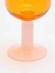 Oliver Bonas Set of 2 Orange Pink Sabina Glass Wine Goblets - Image 3 of 5