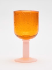 Oliver Bonas Set of 2 Orange Pink Sabina Glass Wine Goblets - Image 4 of 5