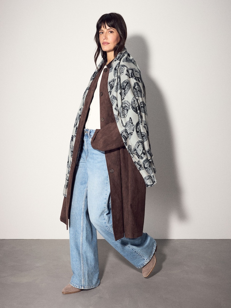 Hedgehog Print Lightweight Scarf - Image 2 of 7 Hedgehog Print Lightweight Scarf - Image 2 of 7