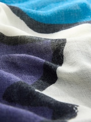 Ecru/Blue Abstract Lightweight Scarf - Image 6 of 7
