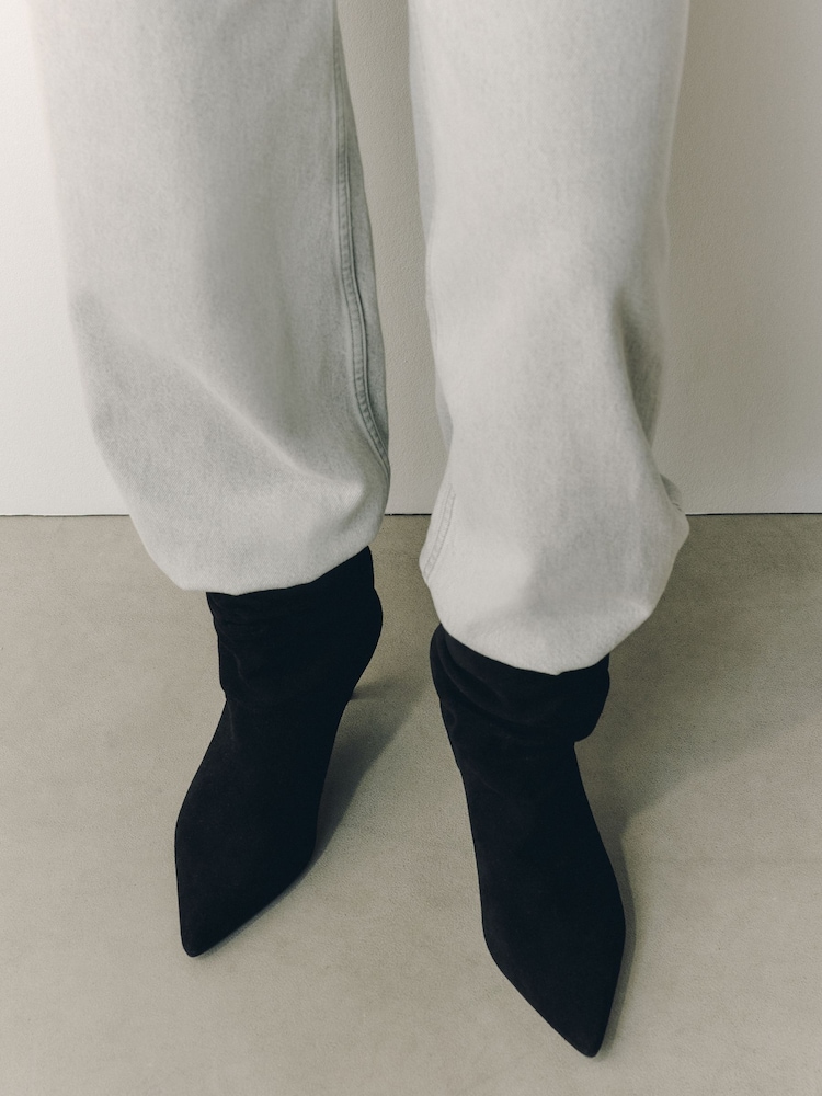 Black Standard fit Forever Comfort® Slouch Leather Sock Boots - Image 2 of 4 Black Standard fit Forever Comfort® Slouch Leather Sock Boots - Image 2 of 4