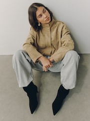 Black Standard fit Forever Comfort® Slouch Leather Sock Boots - Image 3 of 4