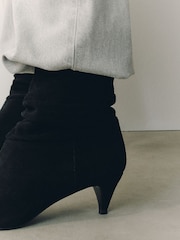 Black Standard fit Forever Comfort® Slouch Leather Sock Boots - Image 4 of 4