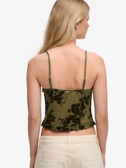 Superdry Green Flocked Mesh Camisole Top - Image 3 of 6