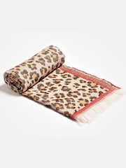 Oliver Bonas Beige Leopard Print Jacquard Throw - Image 2 of 5