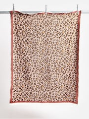 Oliver Bonas Beige Leopard Print Jacquard Throw - Image 3 of 5