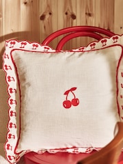 Oliver Bonas Cream Red Cherry Cushion Cover - Image 1 of 5