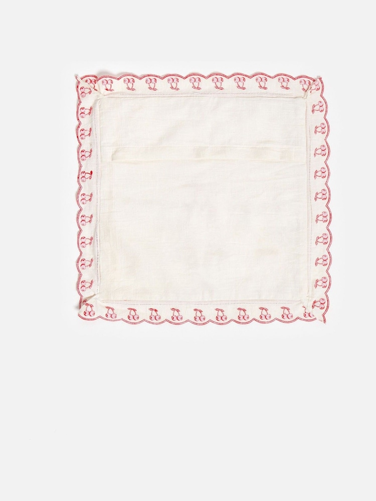 Oliver Bonas Cream Red Cherry Cushion Cover - Image 5 of 5