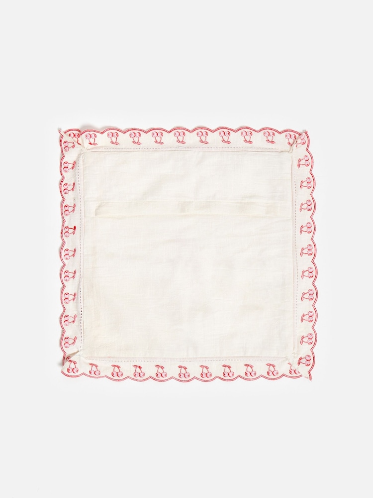Oliver Bonas Cream Red Cherry Cushion Cover - Image 6 of 6 Oliver Bonas Cream Red Cherry Cushion Cover - Image 6 of 6