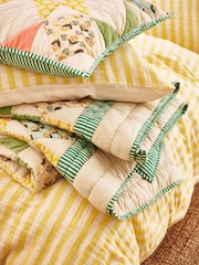 Oliver Bonas Green Pink Yellow Patchwork Pastel Multicolour Velvet Cushion Cover - Image 2 of 6