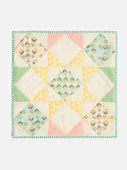 Oliver Bonas Green Pink Yellow Patchwork Pastel Multicolour Velvet Cushion Cover - Image 4 of 6