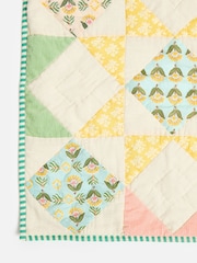 Oliver Bonas Green Pink Yellow Patchwork Pastel Multicolour Velvet Cushion Cover - Image 6 of 6