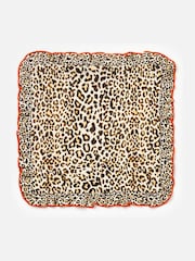 Oliver Bonas Brown Red Ruffle Leopard Print Cushion Cover - Image 3 of 5