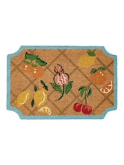 Oliver Bonas Blue Brown Diagonal Fruit Doormat - Image 4 of 4