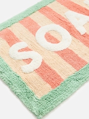 Oliver Bonas Green  Pink Bordered Striped Bath Mat - Image 2 of 5