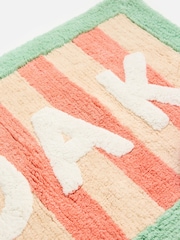 Oliver Bonas Green  Pink Bordered Striped Bath Mat - Image 3 of 5