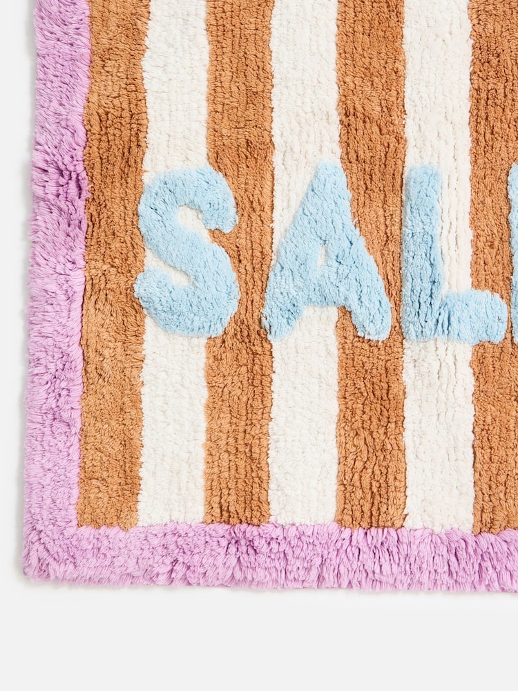 Oliver Bonas Blue  Purple  Brown Salle De Bain Striped Runner Bath Mat - Image 5 of 5