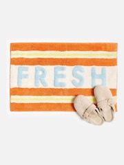 Oliver Bonas Orange Fresh Striped Bath Mat - Image 1 of 4