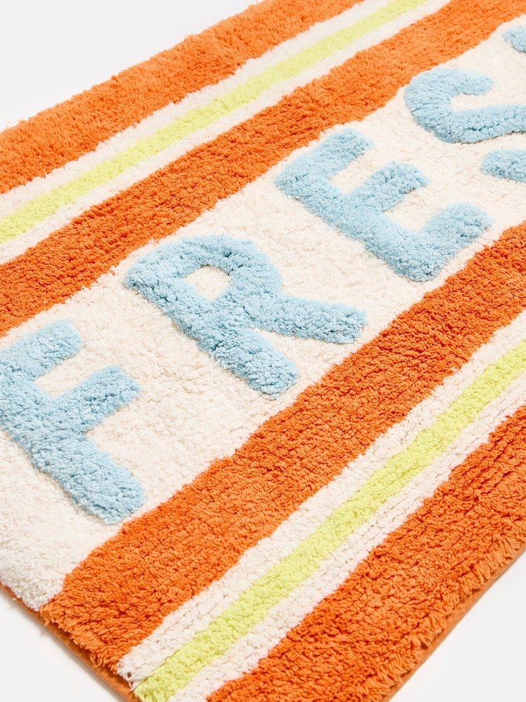 Oliver Bonas Orange Fresh Striped Bath Mat - Image 2 of 4