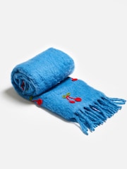 Oliver Bonas Blue Crochet Cherries Throw - Image 1 of 5