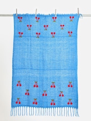 Oliver Bonas Blue Crochet Cherries Throw - Image 2 of 5