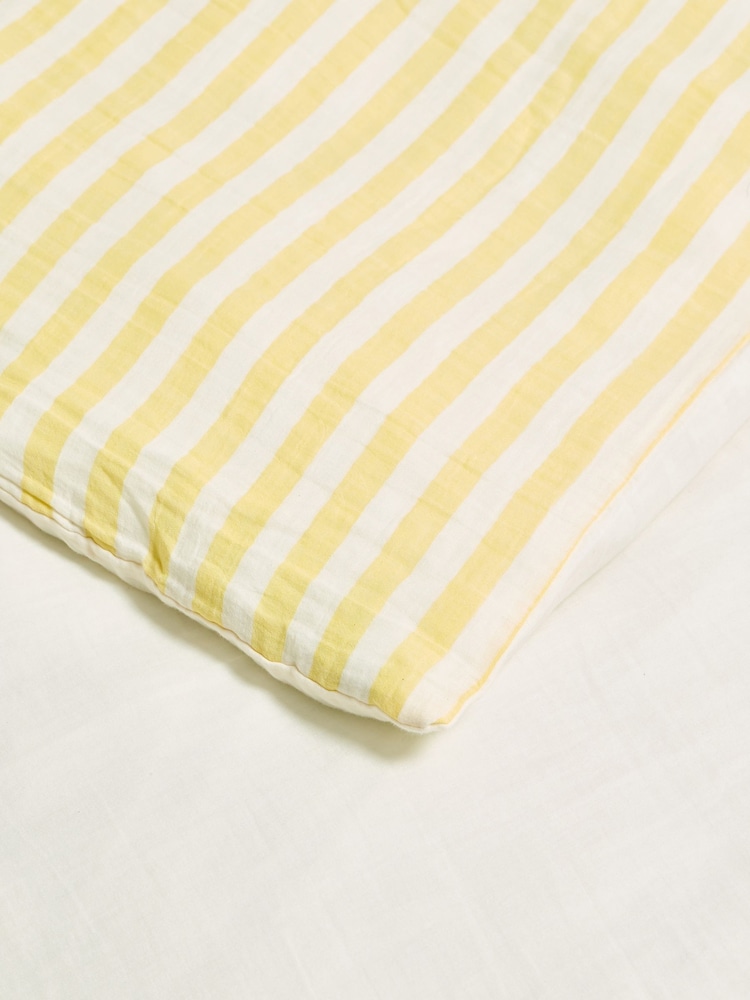 Oliver Bonas Yellow Muslin Striped Duvet Cover Set - Image 4 of 4