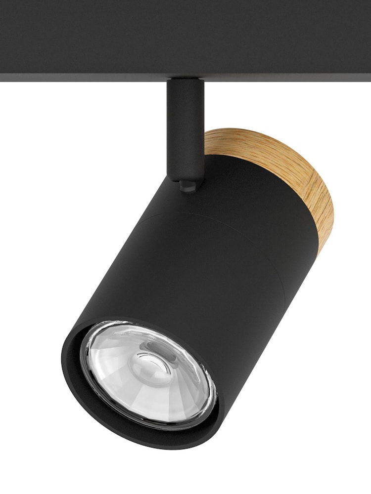 Eglo Black Brown Cartagena Steel/Wood Adjustable 3-Light Spotlight - Image 5 of 5 Eglo Black Brown Cartagena Steel/Wood Adjustable 3-Light Spotlight - Image 5 of 5