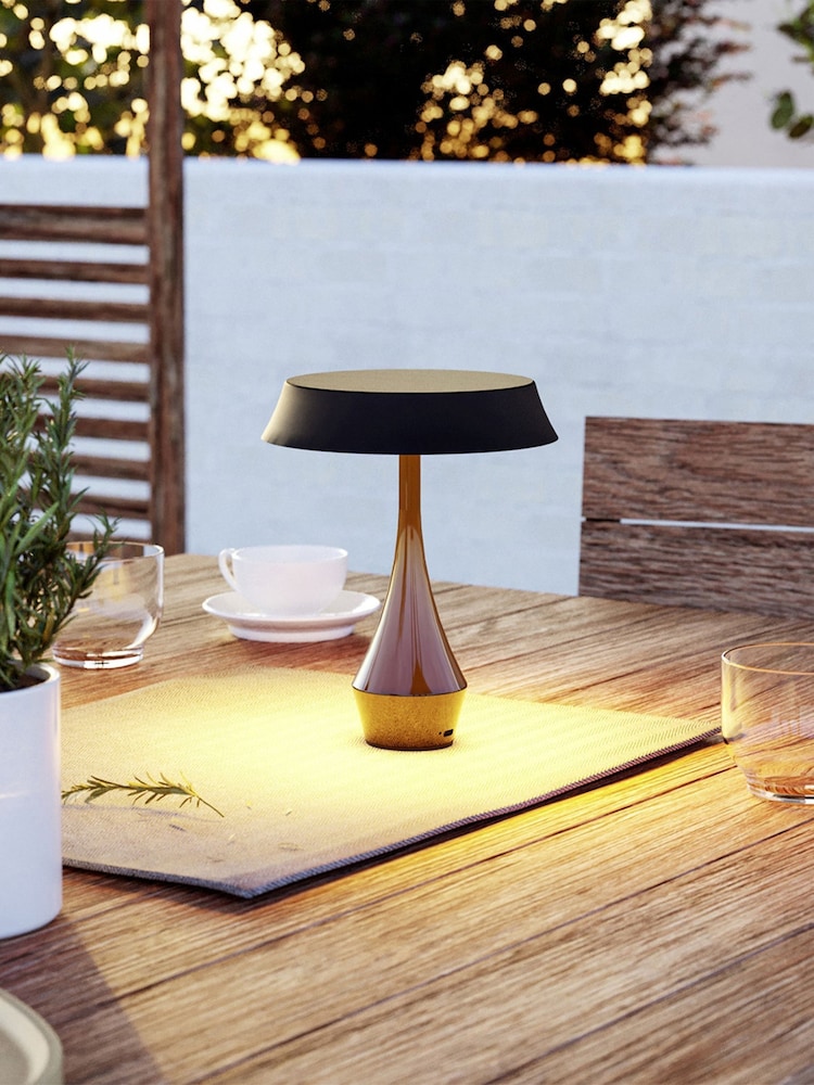 Eglo Shiny Black Turcio Metal LED Portable Outdoor Table Lamp - Image 1 of 5