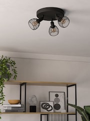 Eglo Black Sonnino Steel Caged Wire 3-Light Spotlight - Image 2 of 6