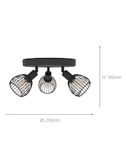 Eglo Black Sonnino Steel Caged Wire 3-Light Spotlight - Image 4 of 6
