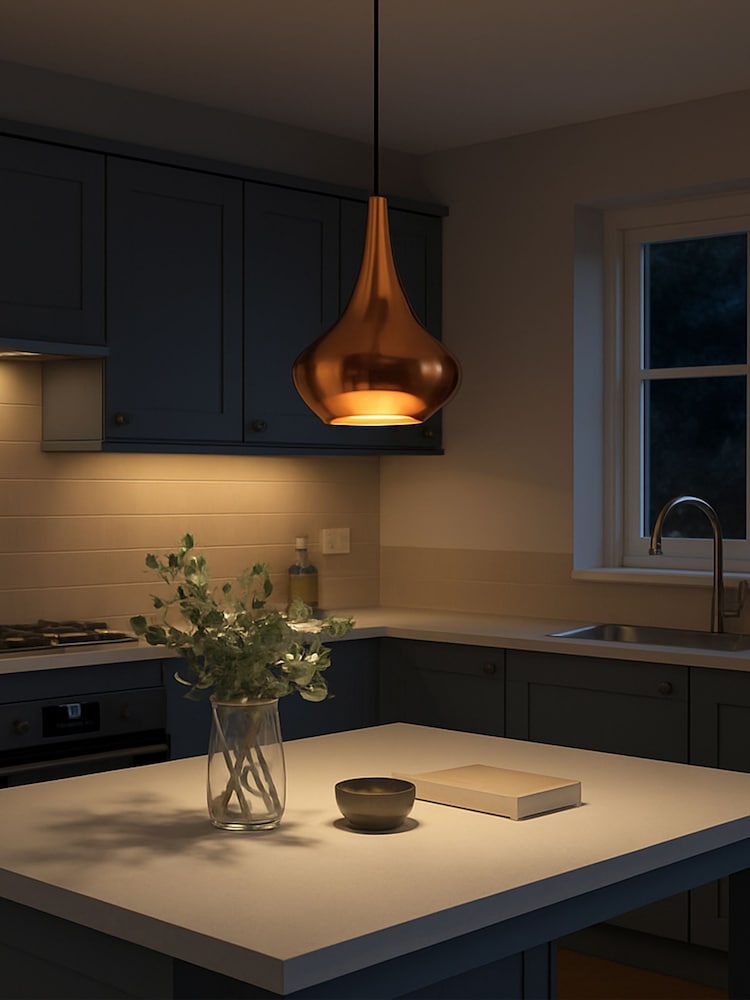 Eglo Black Almoster Modern Tear-Shaped Copper Glass Pendant - Image 1 of 5 Eglo Black Almoster Modern Tear-Shaped Copper Glass Pendant - Image 1 of 5