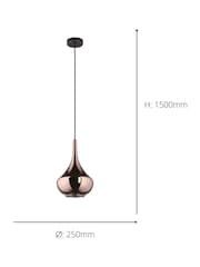Eglo Black Almoster Modern Tear-Shaped Copper Glass Pendant - Image 4 of 5