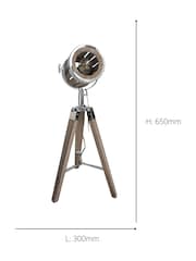 Eglo Natural Chrome Walesby Wood & Steel Industrial Table Lamp - Image 3 of 5