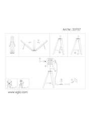 Eglo Natural Chrome Walesby Wood & Steel Industrial Table Lamp - Image 4 of 5