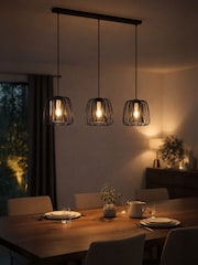 Eglo Black Floresta Wireframe Steel & Glass Triple Pendant - Image 1 of 5