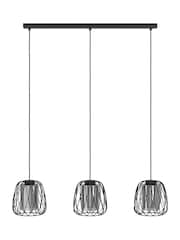 Eglo Black Floresta Wireframe Steel & Glass Triple Pendant - Image 2 of 5