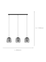 Eglo Black Floresta Wireframe Steel & Glass Triple Pendant - Image 4 of 5