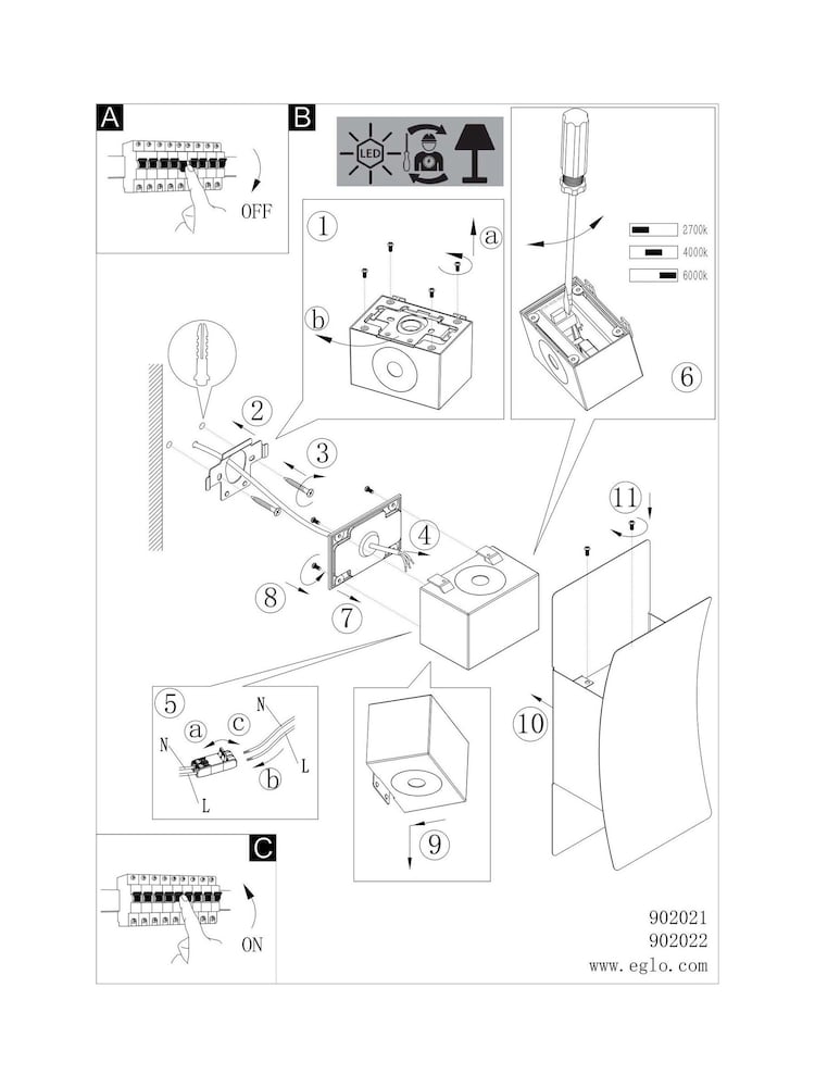 Eglo black Verdolino Steel LED Tricolour Modern Wall Light - Image 5 of 5 Eglo black Verdolino Steel LED Tricolour Modern Wall Light - Image 5 of 5