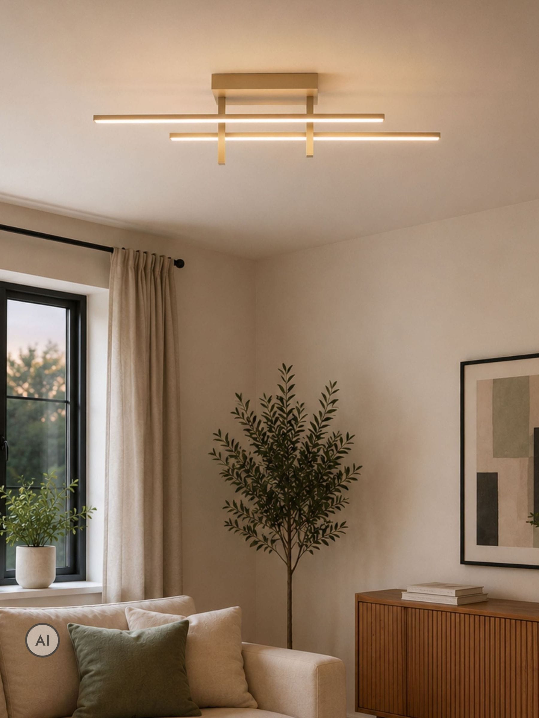 Eglo Trepiliano Aluminium & Steel Modern Led Linear Ceiling Light, Sandy - Image 5