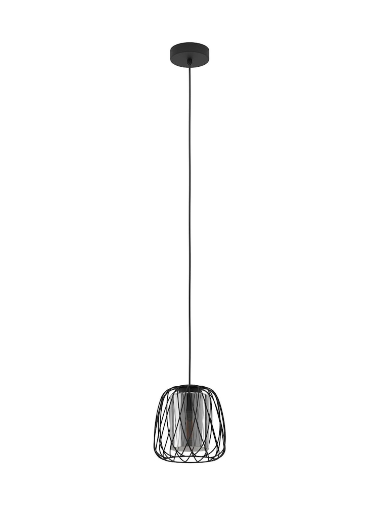 Eglo Black Floresta Wireframe Steel & Glass Single Pendant - Image 2 of 5