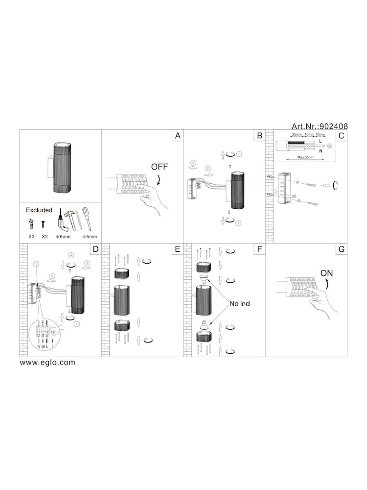 Eglo Black Structure Castelnuovo Metal IP65 GU10 Outdoor Wall Light - Image 5 of 5