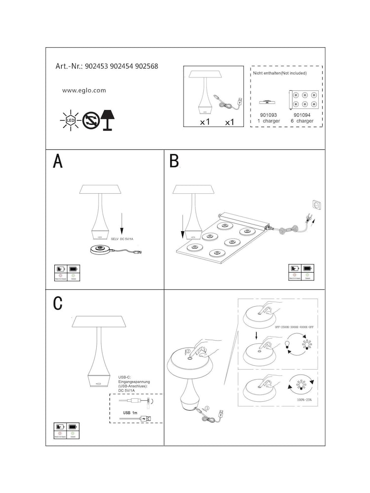 Eglo Chrome Turcio Metal LED Portable Outdoor Table Lamp - Image 4 of 4