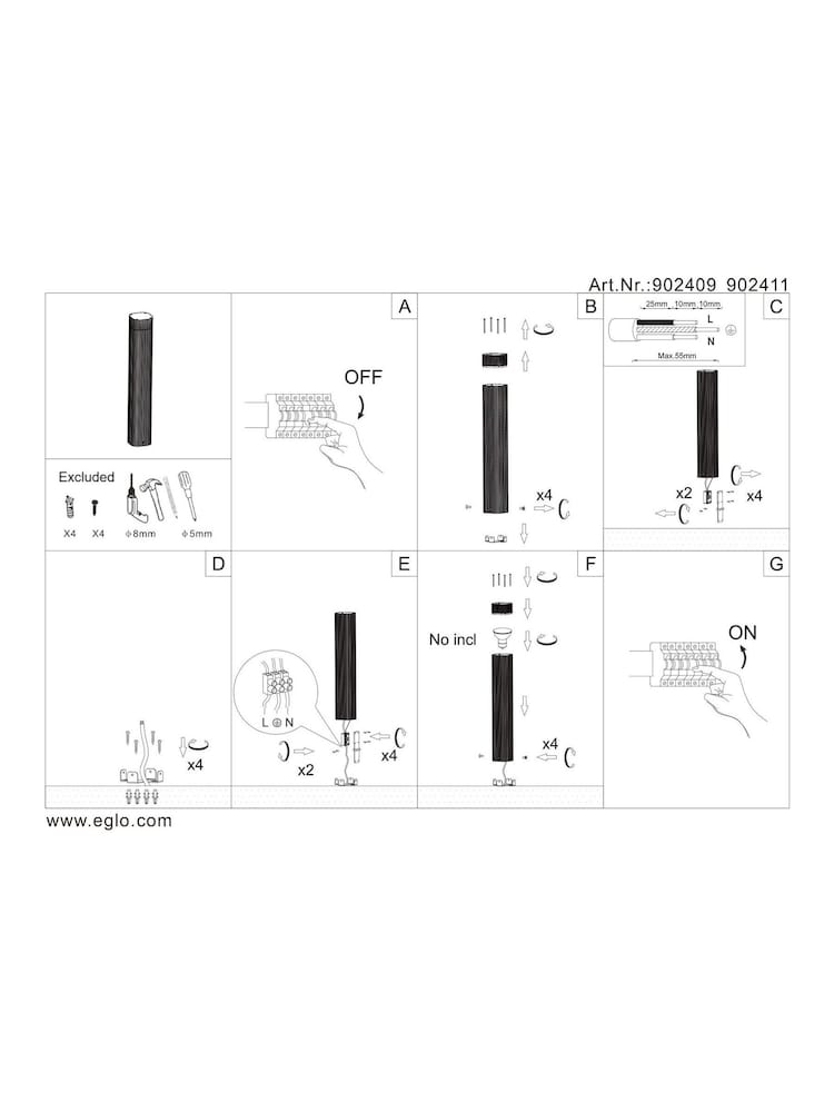 Eglo Black Structure Castelnuovo Metal IP65 GU10 Outdoor Floor Light - Image 5 of 5 Eglo Black Structure Castelnuovo Metal IP65 GU10 Outdoor Floor Light - Image 5 of 5
