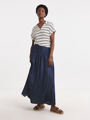 JD Williams Blue Pull On Tiered Lightweight Denim Skirt - Image 1 of 4