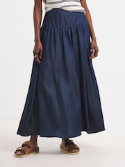 JD Williams Blue Pull On Tiered Lightweight Denim Skirt - Image 2 of 4